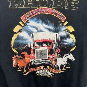 Rhude Black and Red Short Sleeve Tee with Graphic Design